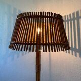 50s rattan plant stand floor lamp