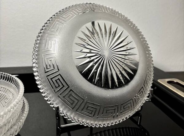 4 Baccarat plates in Greek key pattern 19th century