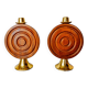 Pair of brutalist candlesticks by Ardisur, bronze and wood, Spain, 1970