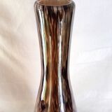 Murano glass bottle vase, brown and beige rain patterns, h - 41 cm.