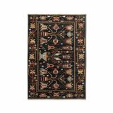 Black floral Persian rug - Wool