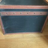 Old square travel trunk J Penet