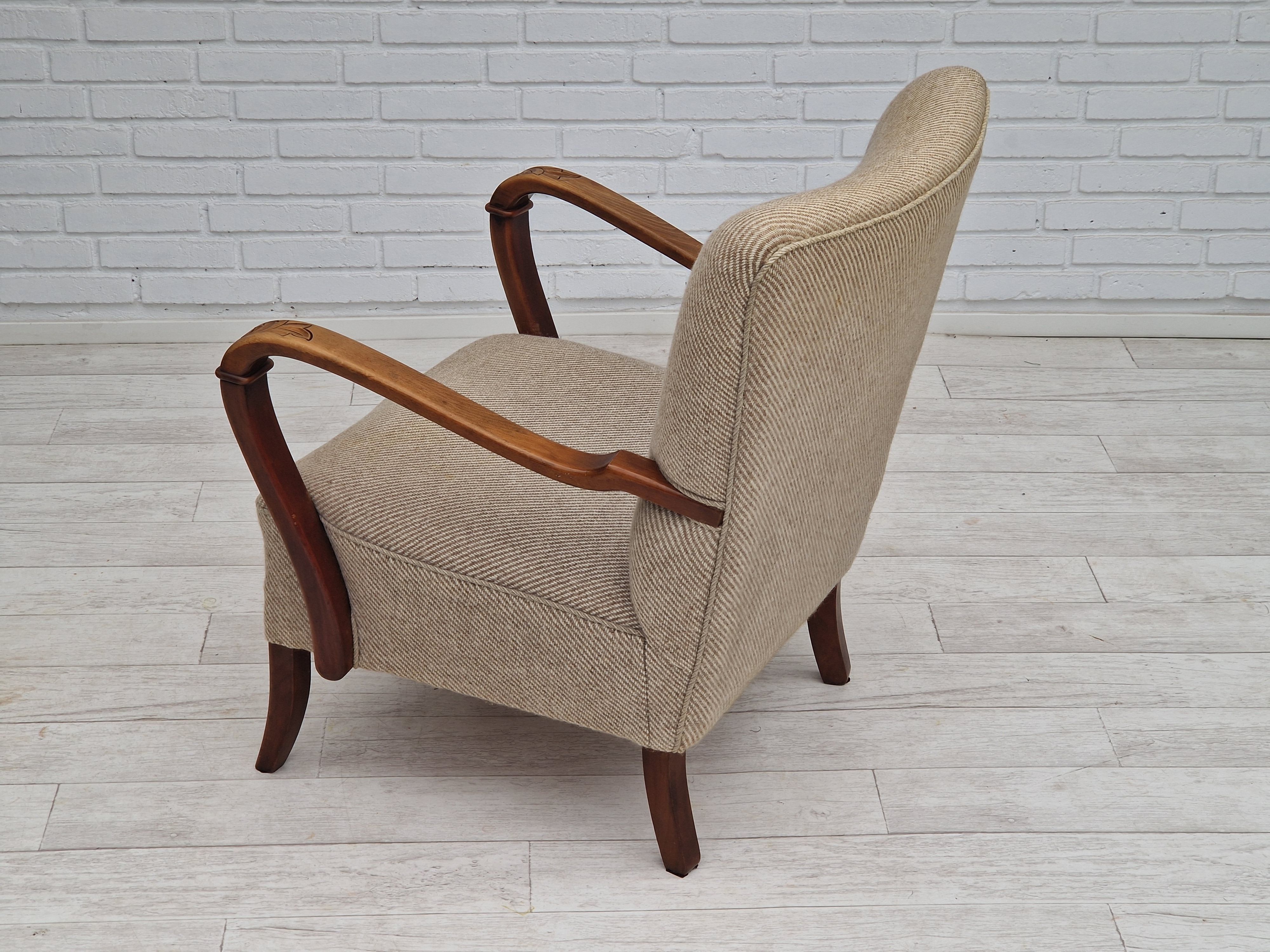1960s, Danish design, armchair in quality furniture wool fabric.
