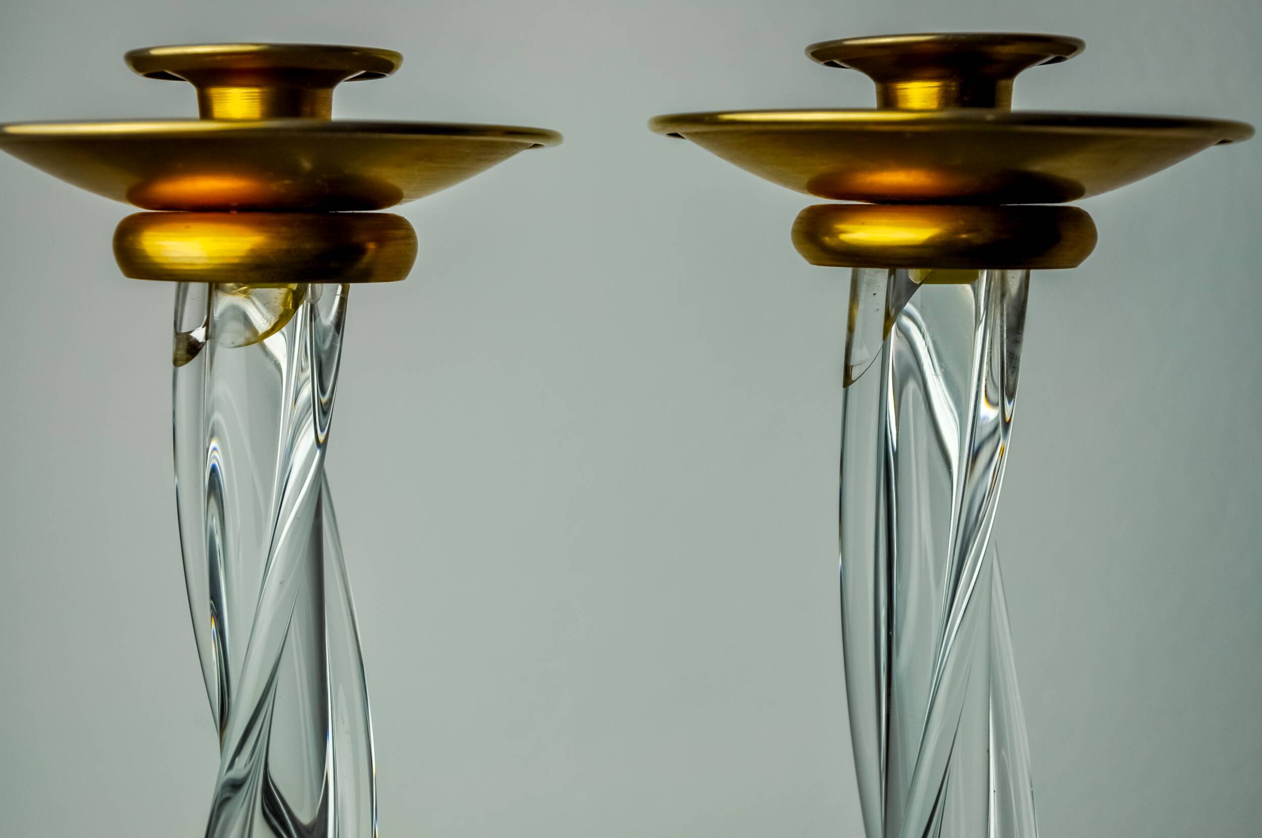 Pair of twisted Murano glass candlesticks, Italy, 1970
