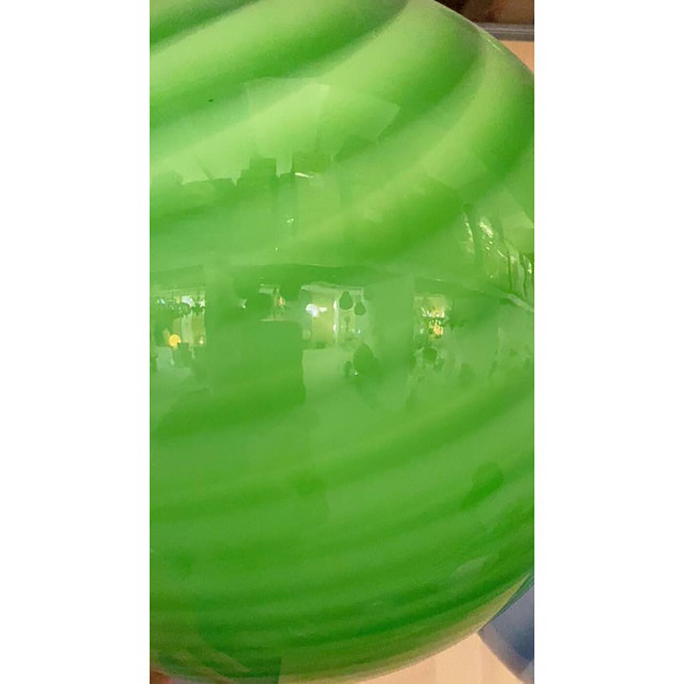 Contemporary Green and Milky-White Sphere Pendant in Murano Glass