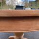 Extendable round dining table with central leg, renovated in raw oak, 210cm