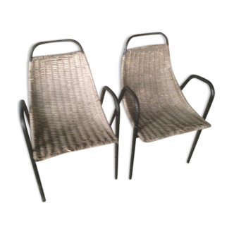 Chaise rotin années 50