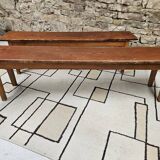 Lot deux bancs de ferme sapin vintage