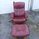 Old armchair on vintage leather foot + foot rest