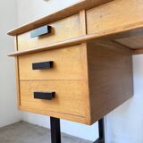 Modernist 50s oak metal desk
