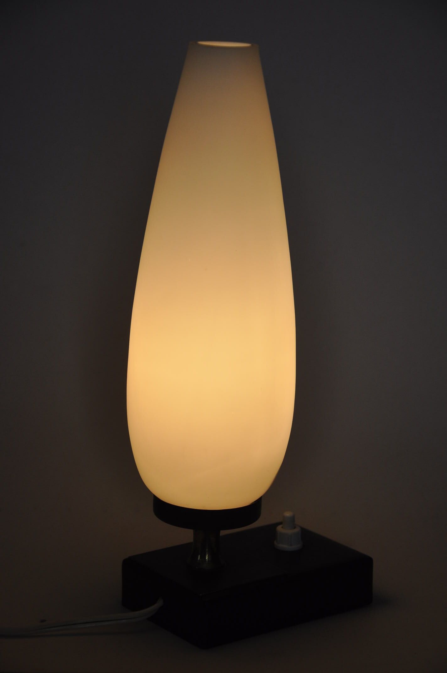 Opaline brass metal lamp 50s