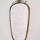 50s-60s freeform rearview mirror on brass frame