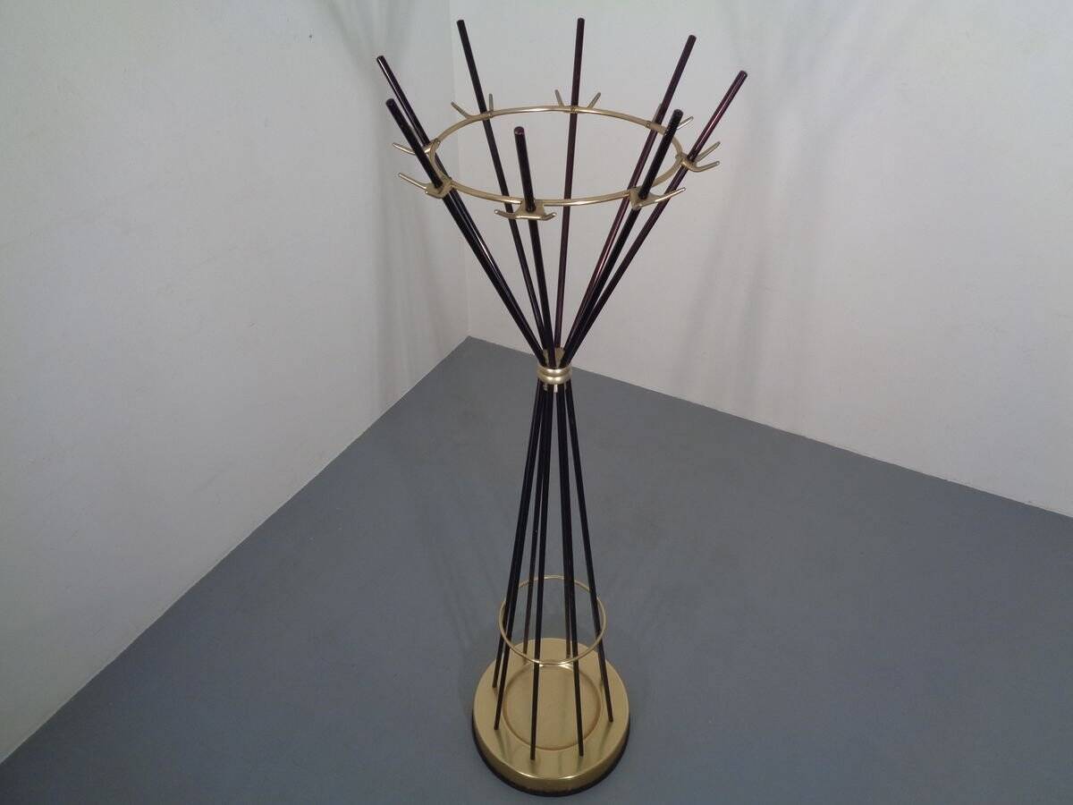 Italian copper and steel tubular coat rack, 1950s