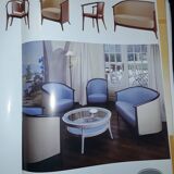 Baumann Diese table and 6 armchairs, Pagnon Pelhaître design, Wenge and red color,