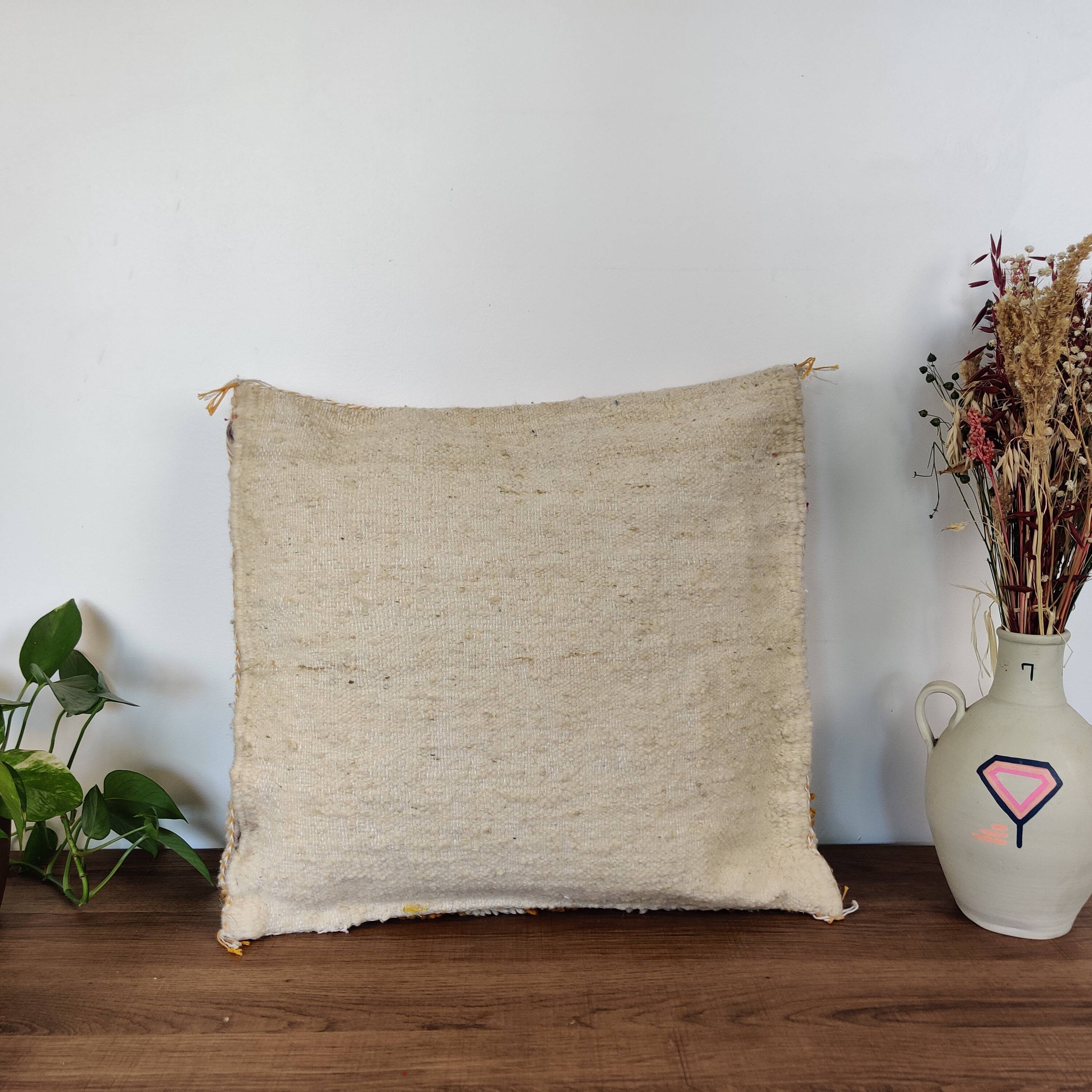 Berber Cushion Yellow Checkerboard Béni Ouarain