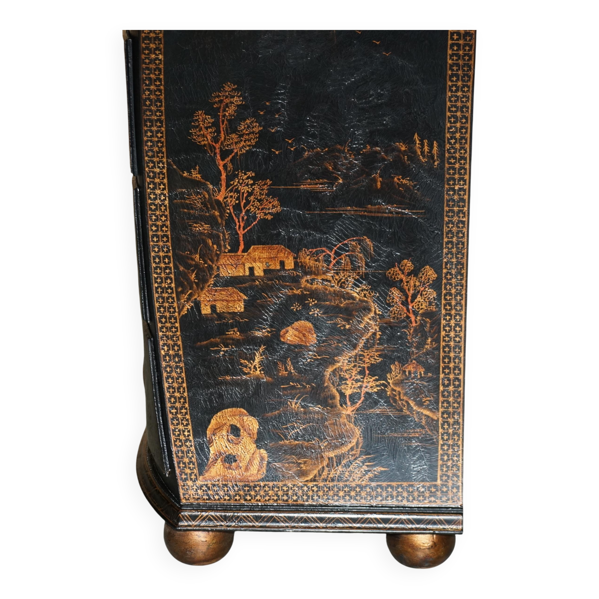 Commode Chinoiserie Antique Peinte à la Main