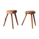 Paire de tabourets bois tripode brutaliste