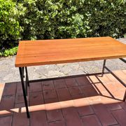 Metal and wood dining table for 6/8 people 145 cm vintage