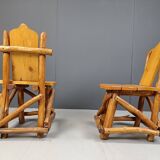 Vintage brutalist dining chairs, set of 4 - 1960s