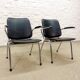 Black Leatherette Dutch Design Gispen Armchairs by Martin de Wit, 1960s.