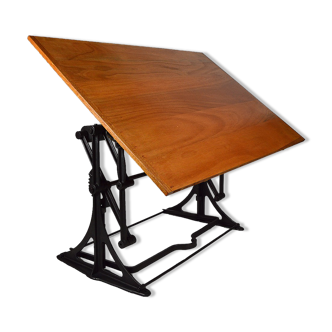 Table d'architecte industrielle ajustable en fonte, circa 1900