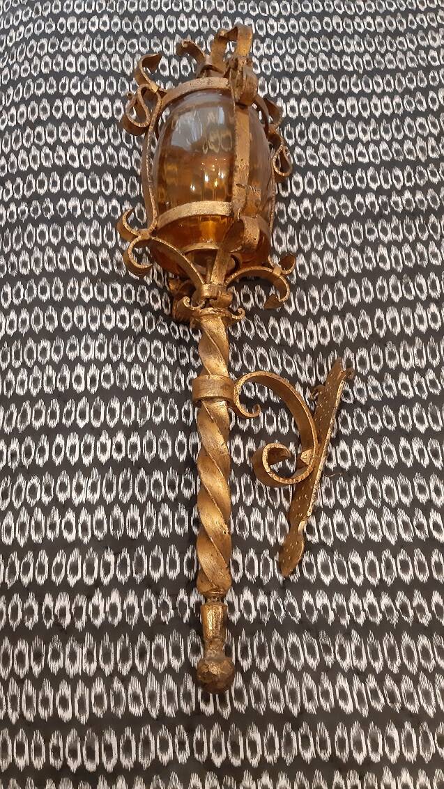 Pair of wrought iron torches