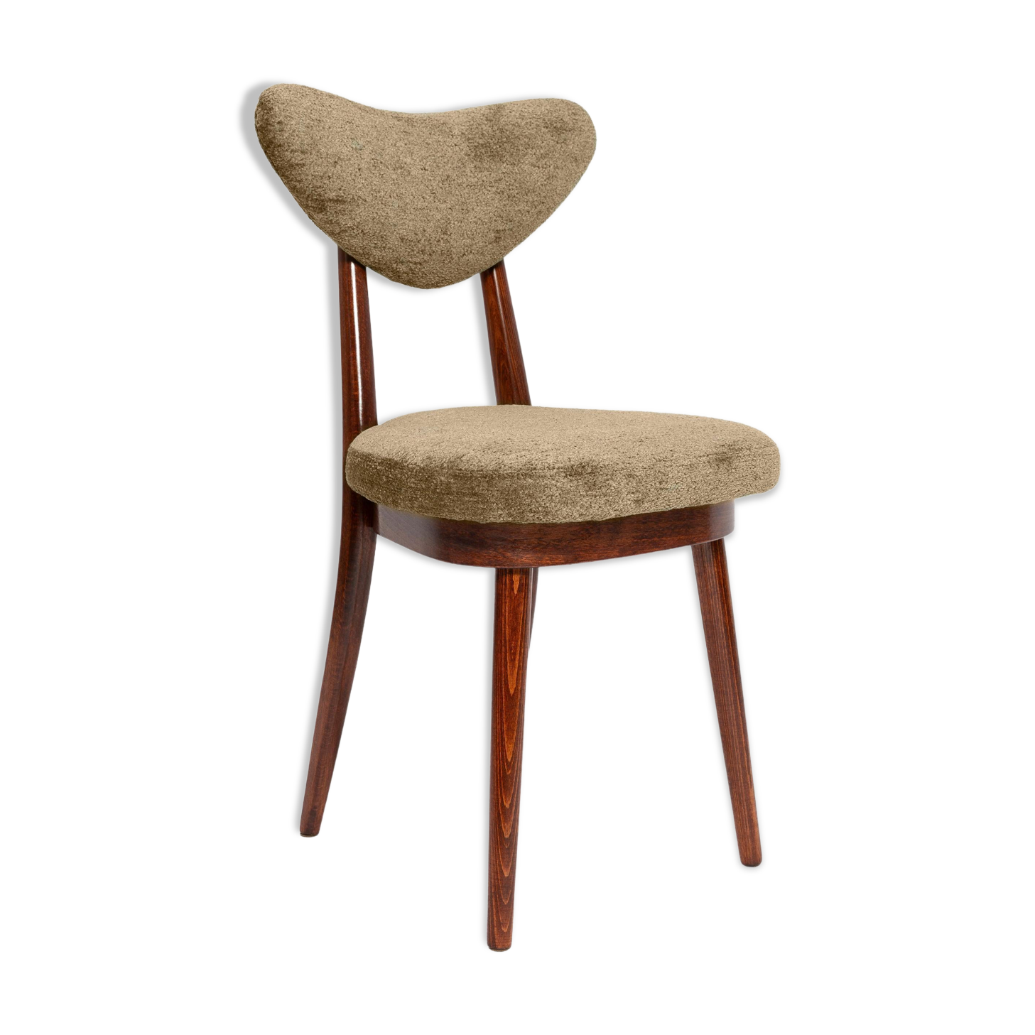 Fauteuil vintage olive vert cœur en velours, Europe, 1960s