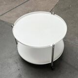 Minimalist Thrill metal coffee table or side table with wheels by Leitmotiv.