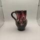 Pichet Vallauris vintage glazed ceramic with red drip design from the 1960s.