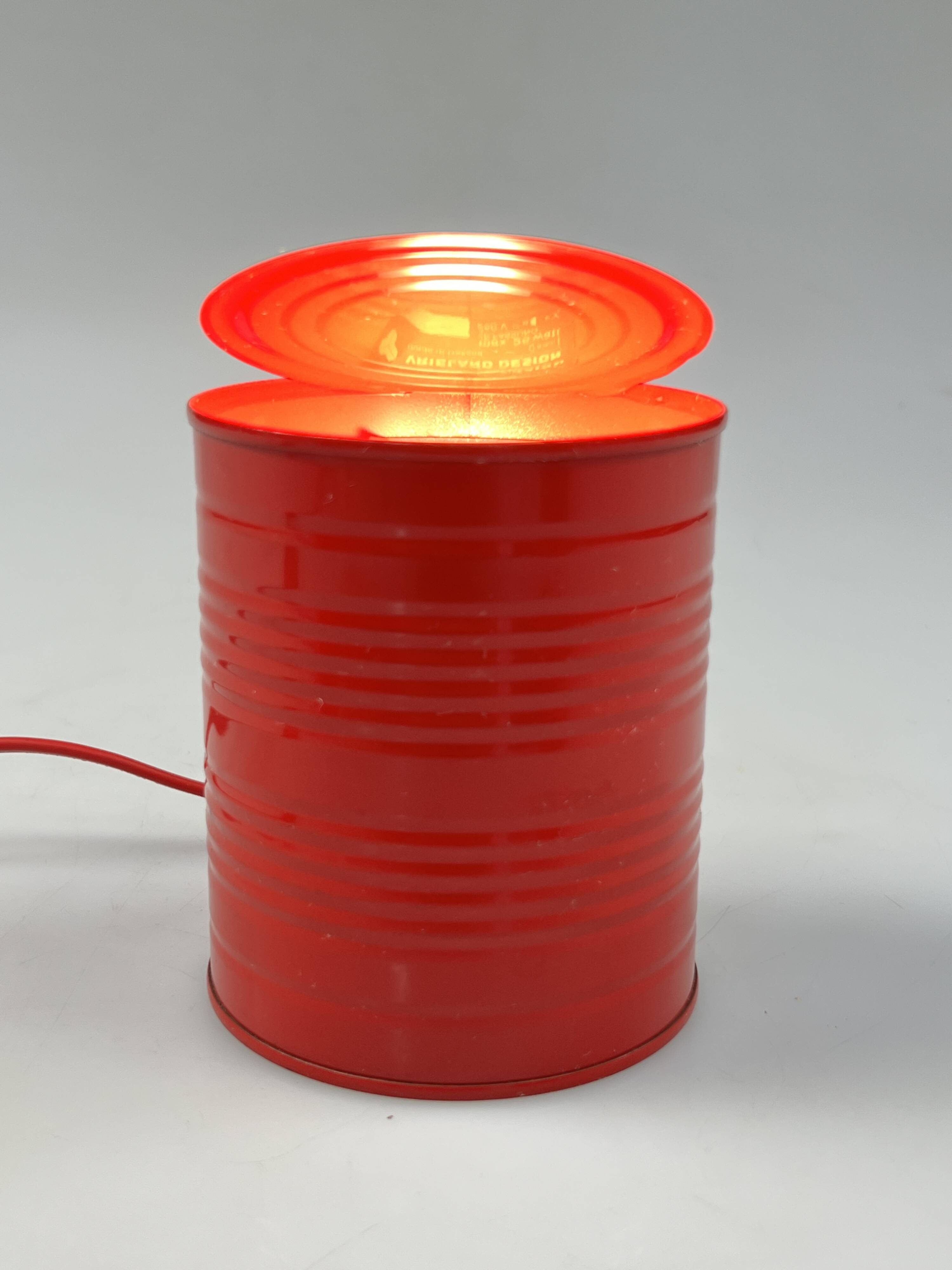 Vintage Red Tin Can Lamp, Ad Van Berlo, Vrieland Design, 1980s
