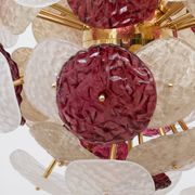 Murano Glass and Brass Sputnik Chandelier Cherry Red, White and Champagne