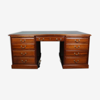 Chesterfield desk inlaid in blue leather