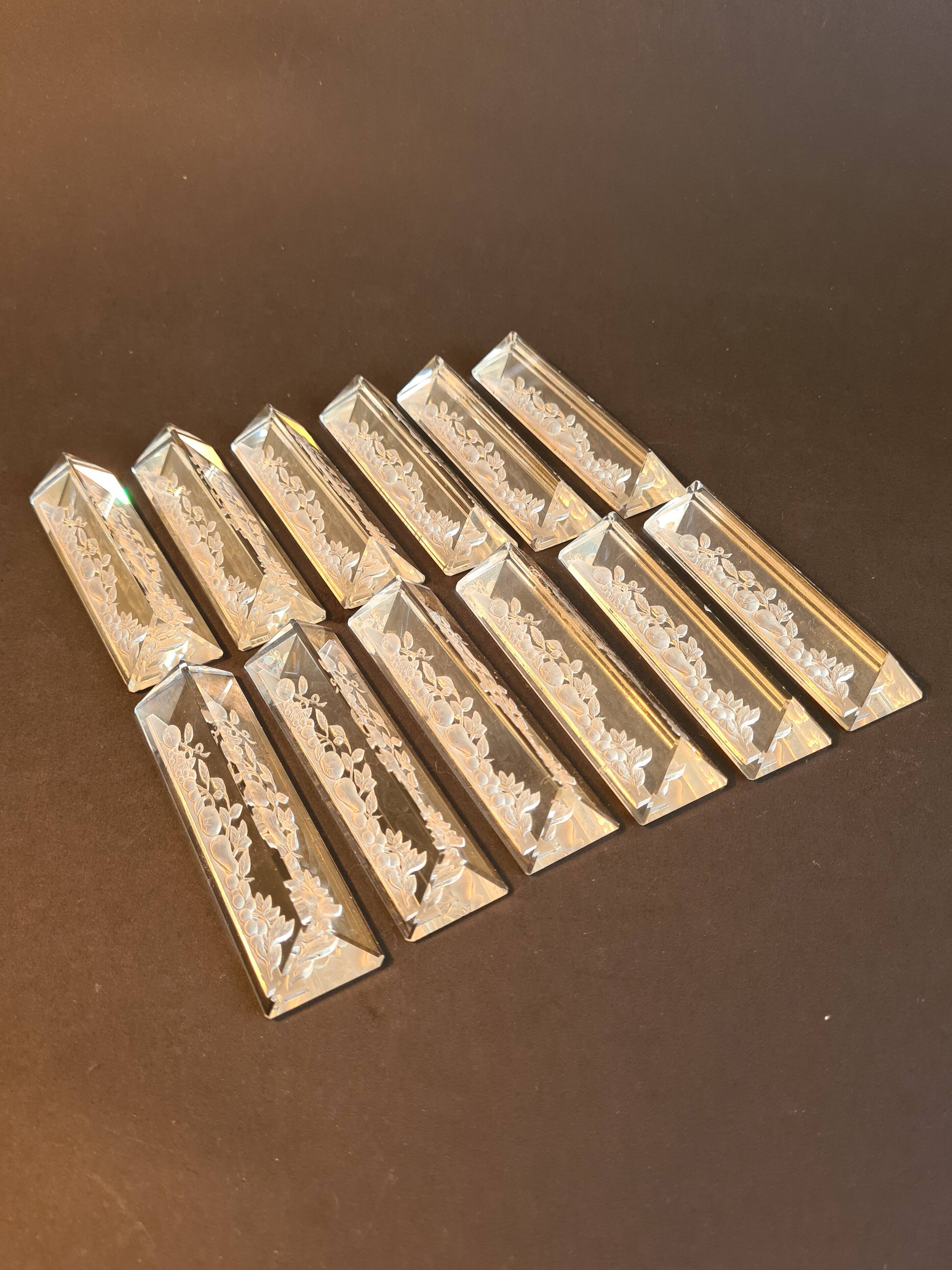 Set of 12 Art Deco Frosted Glass Knife Rests