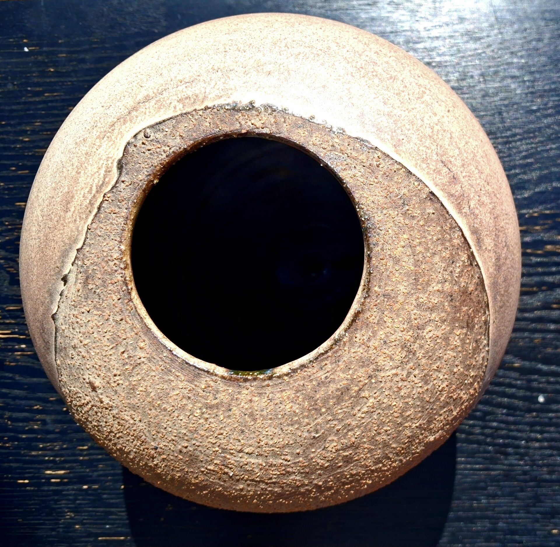 Glazed stoneware vase with a contemporary design, signed to be identified.