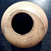Glazed stoneware vase with a contemporary design, signed to be identified.