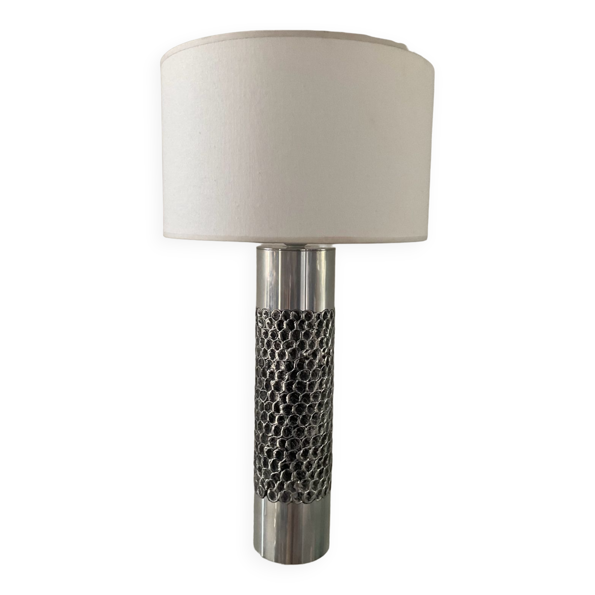 Lamp by Willy Luyckx in polished and textured aluminum 60s 70s