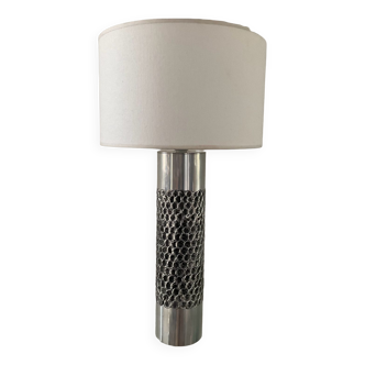 Lamp by Willy Luyckx in polished and textured aluminum 60s 70s