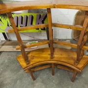 Brutalist ensemble round table 113cm and its 4 rounded stools 1960