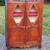 Library in solid oak and walnut, late 19th century