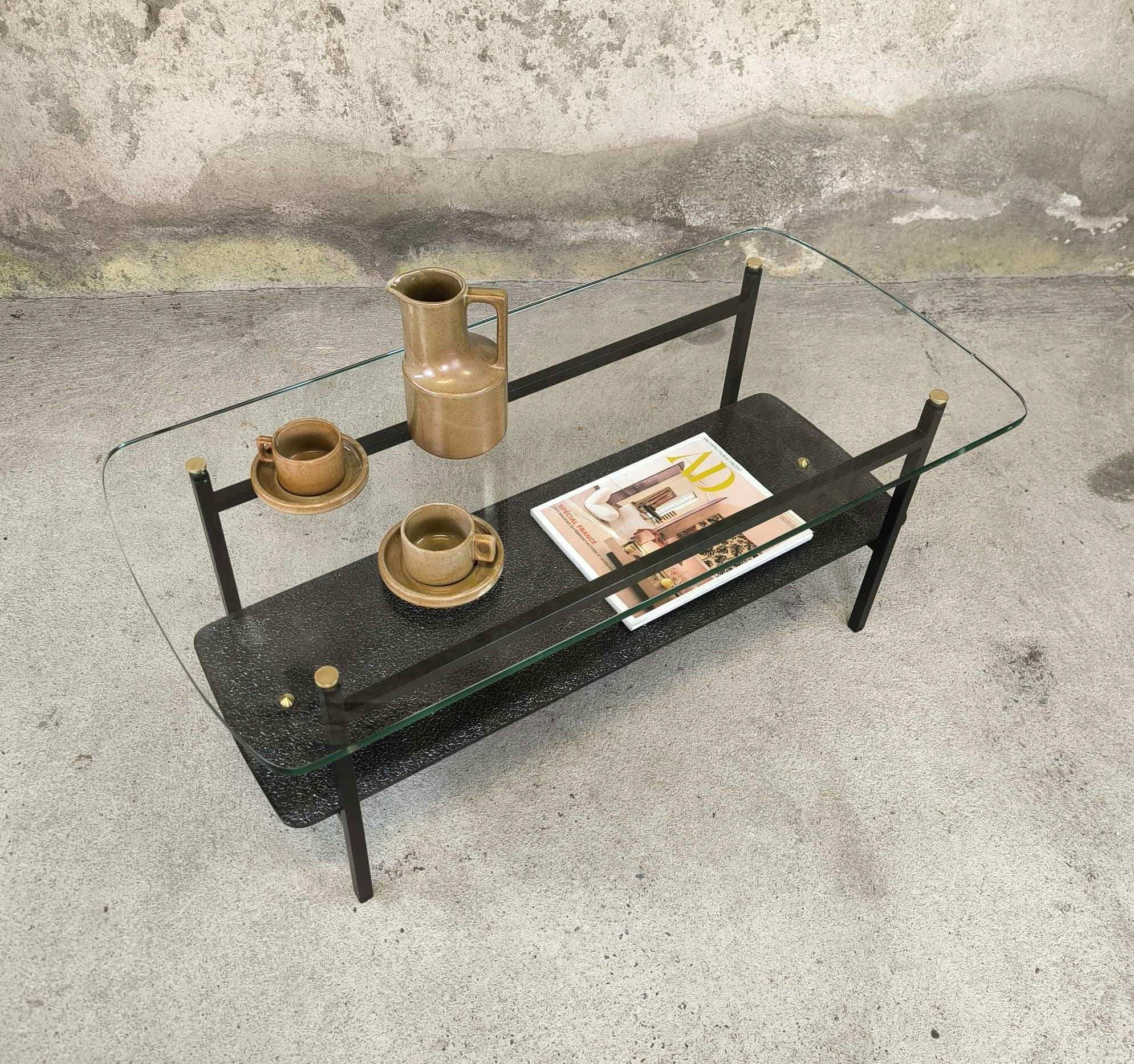 Vintage modernist glass coffee table