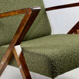 Vintage olive green boucle armchair, 1970s