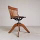Oak office chair, workshop chair, adjustable height, 1930s
