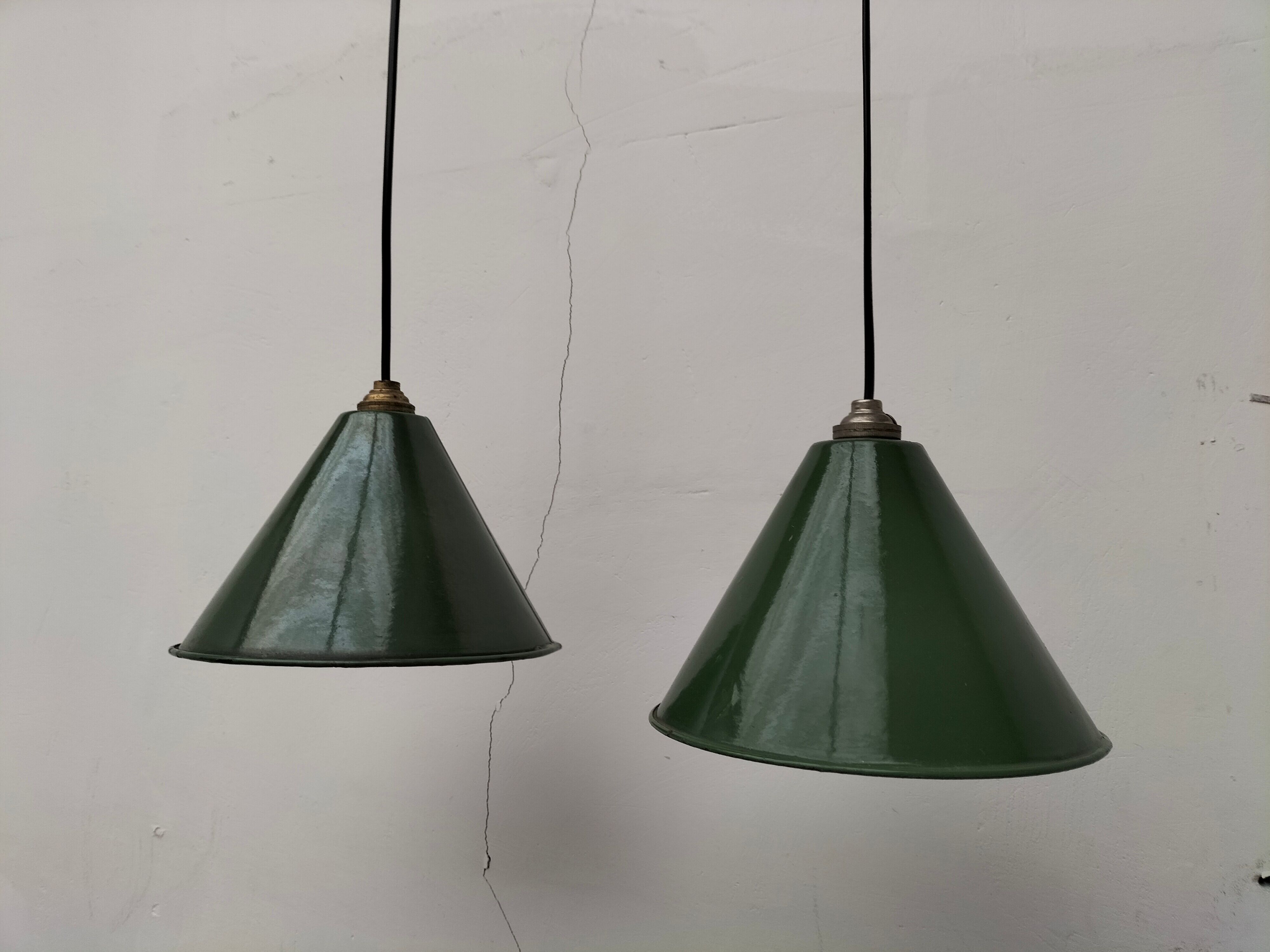 Pair of industrial hanging lamps