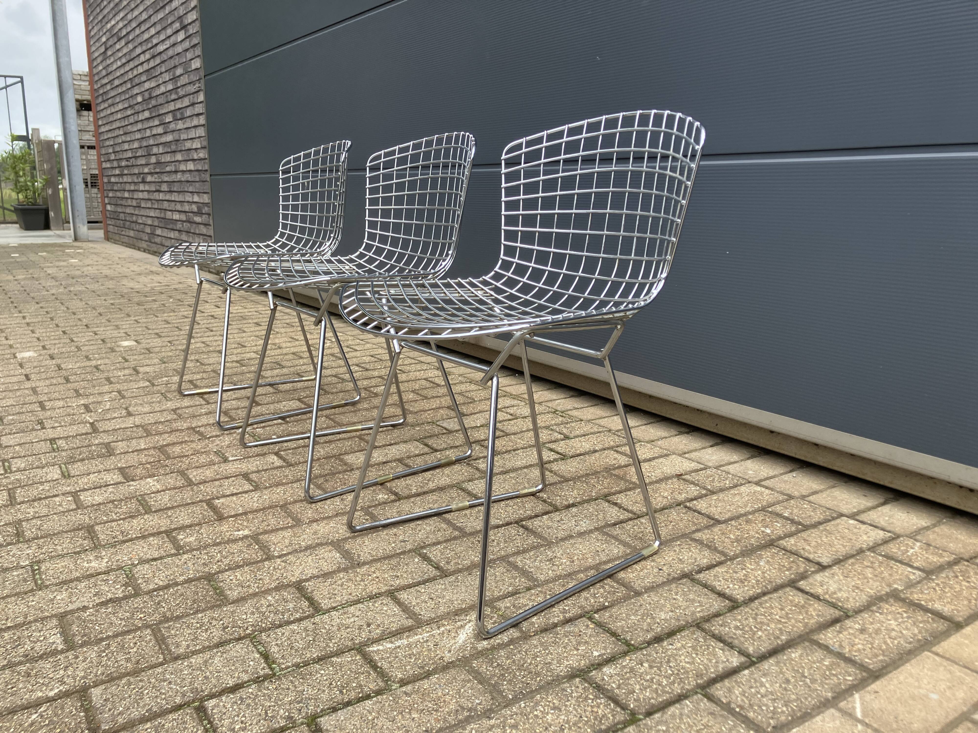 3x original Knoll Bertoia side chairs chroom