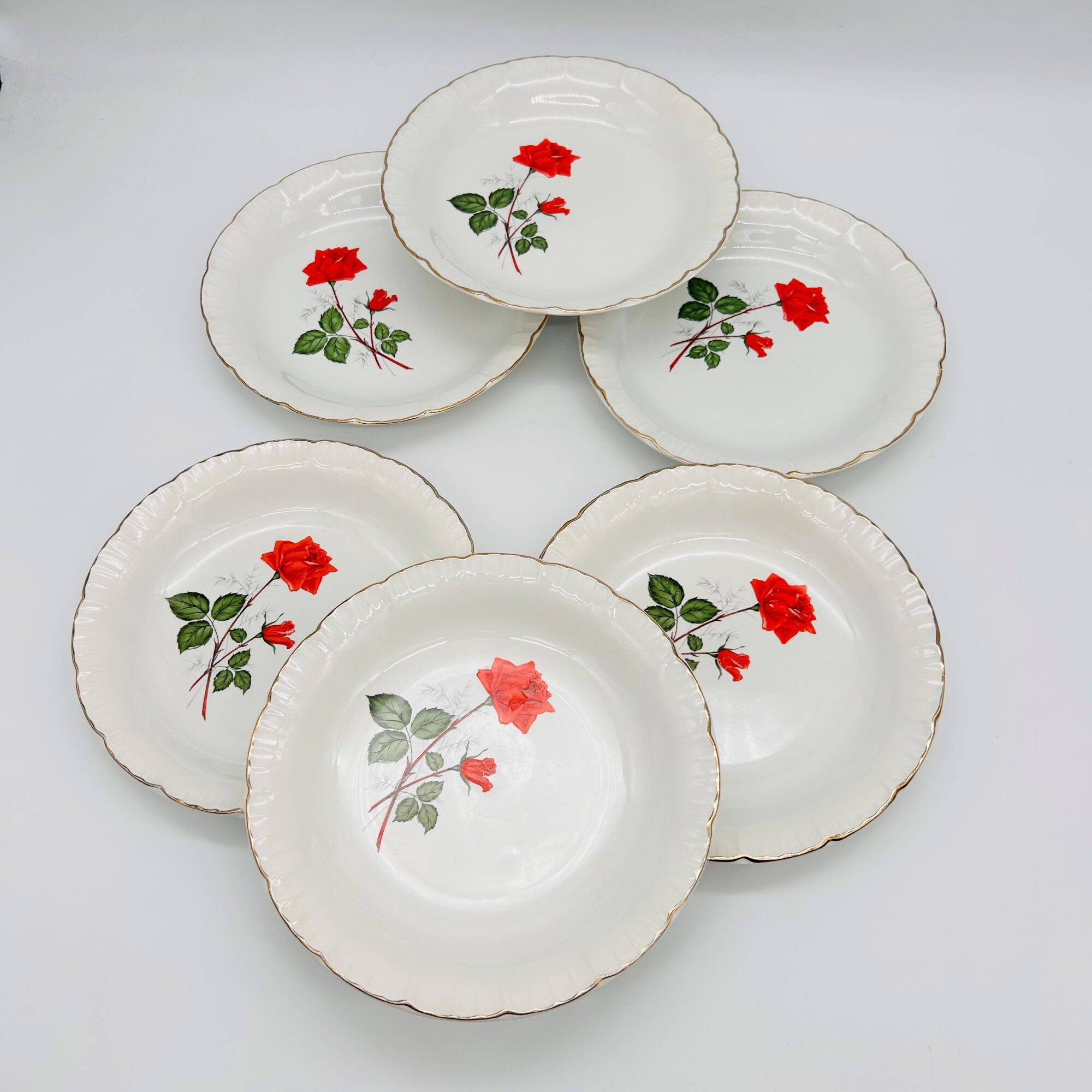 6 Vintage deep plates. Digoin & Sarreguemines, Sevigné model.