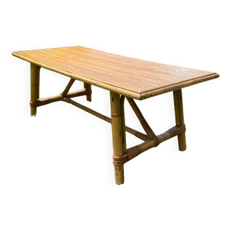 Table basse vintage en rotin