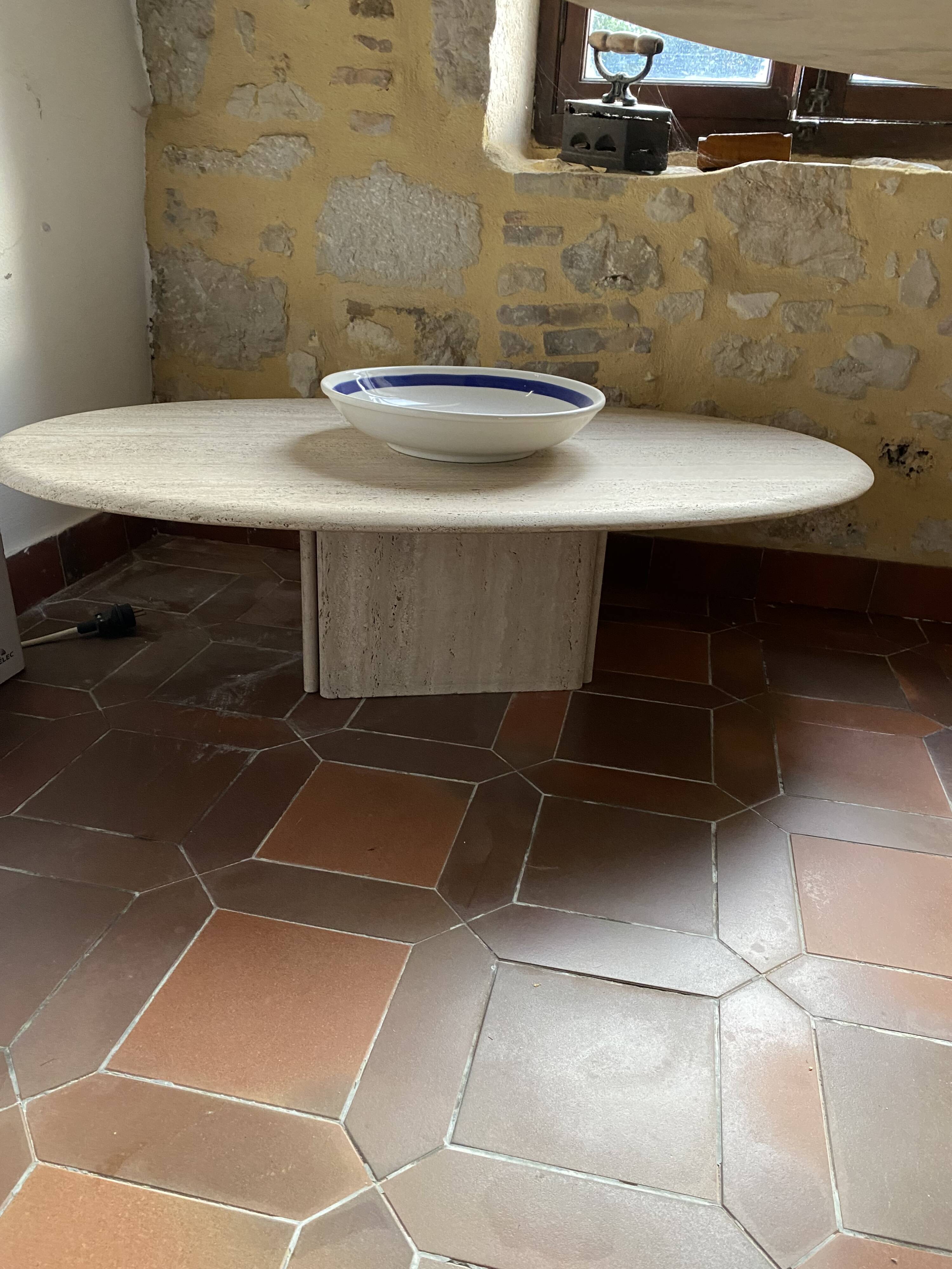 Travertine table base