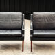 Canapé et 2 fauteuils scandinaves en cuir