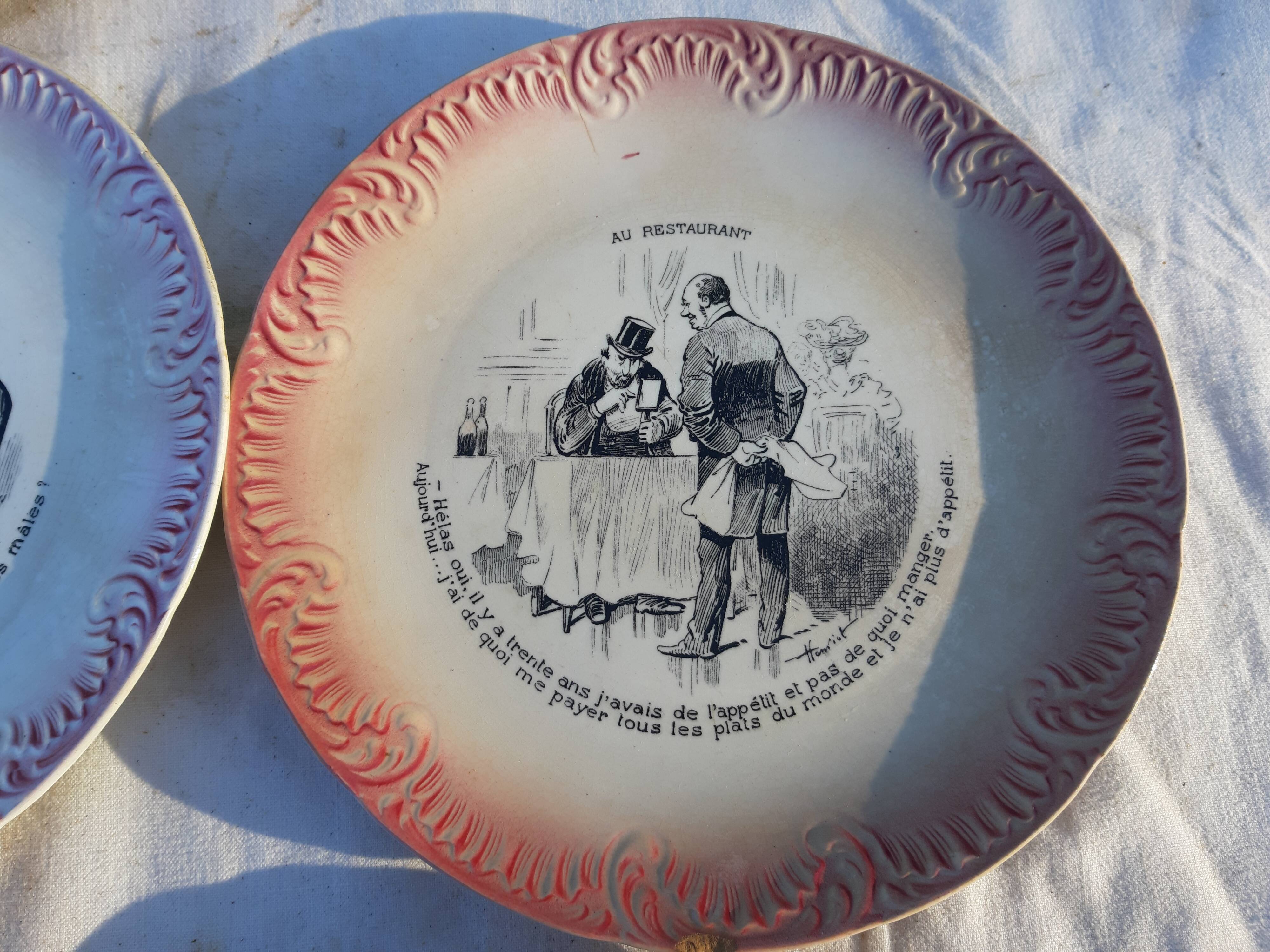 7 Digoin Sarreguemines plates in earthenware