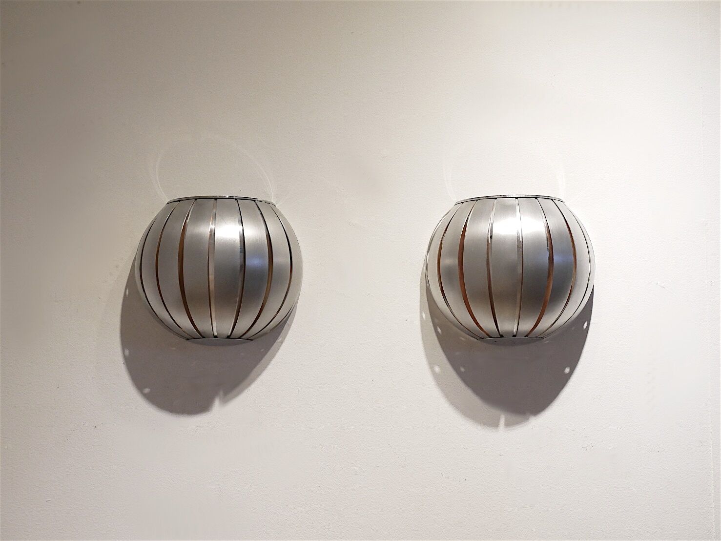 Scandinavian aluminium wall lamps, 1970s